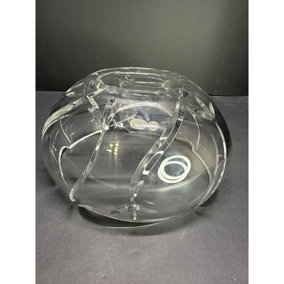 Vtg Clear Glass Bohemia Crystal Czech Cut To Clear 7" DIA Bowl Original Label - Picture 8 of 14